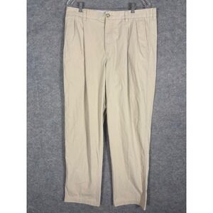 LLBean Classic Fit Pleated Khaki Chinos Mens‎ Size 35 Cotton Pants